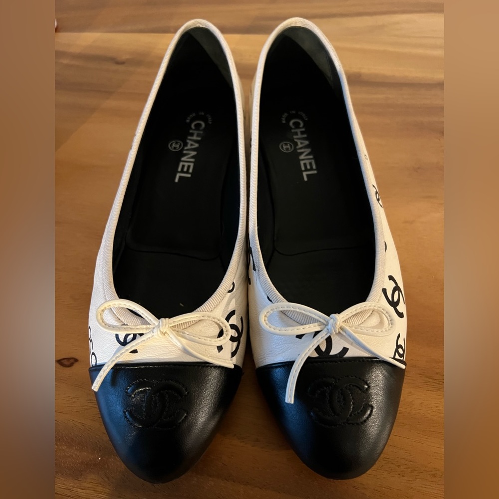 Chanel white ballerina flats